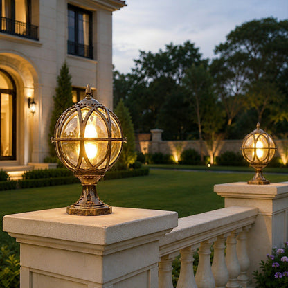 Farmhouse Round Ball Waterproof Outdoor Fence Post Lights - Flyachilles