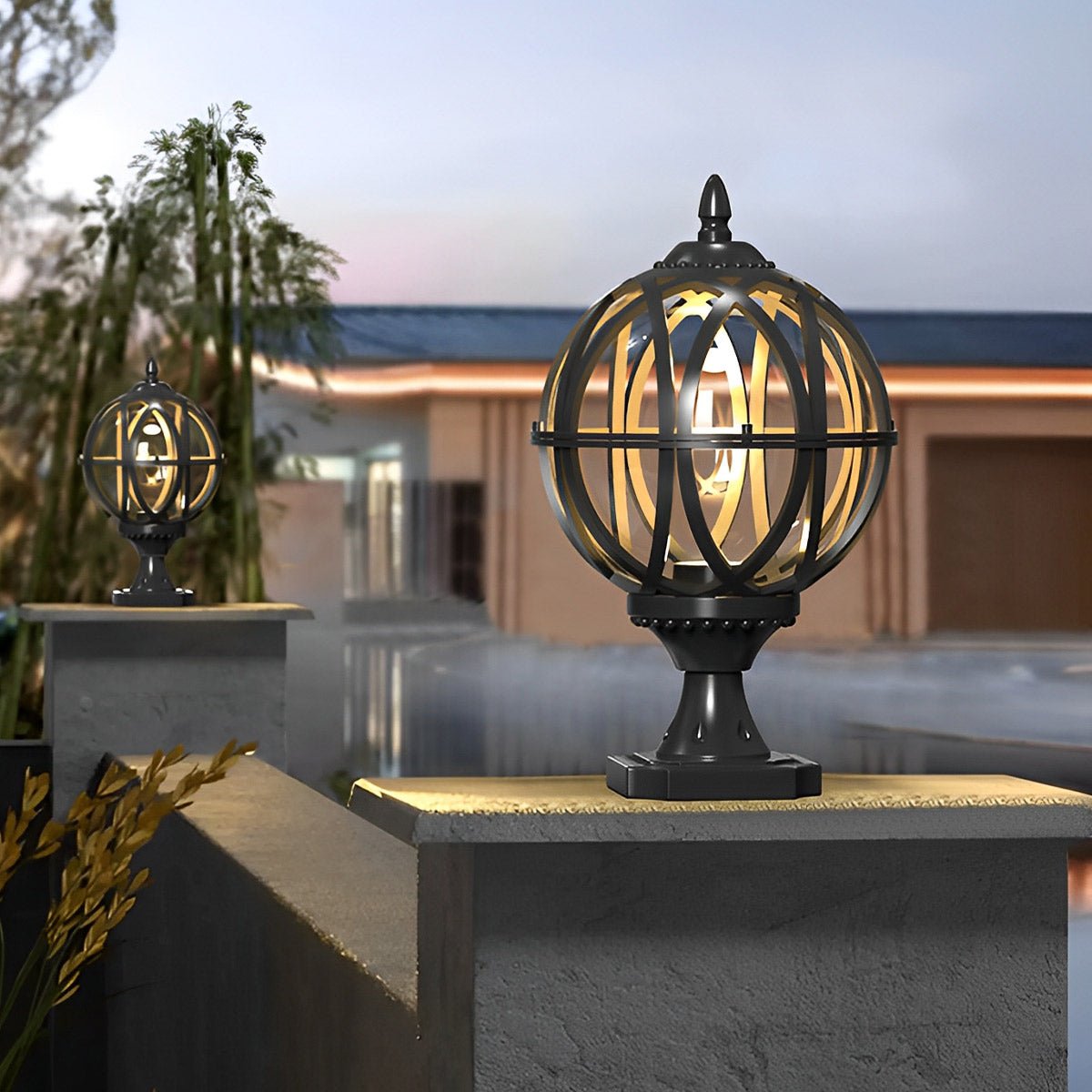 Farmhouse Round Ball Waterproof Outdoor Fence Post Lights - Flyachilles
