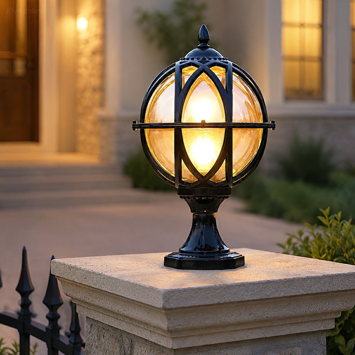 Farmhouse Round Ball Waterproof Outdoor Fence Post Lights - Flyachilles