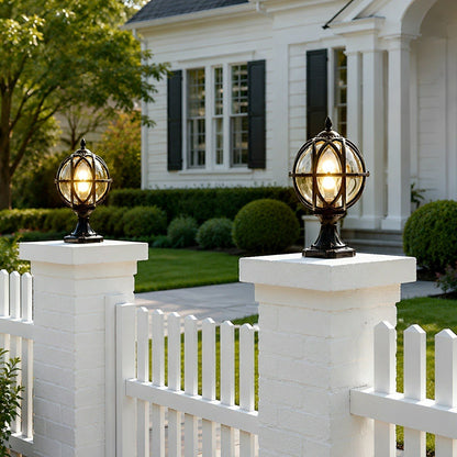 Farmhouse Round Ball Waterproof Outdoor Fence Post Lights - Flyachilles