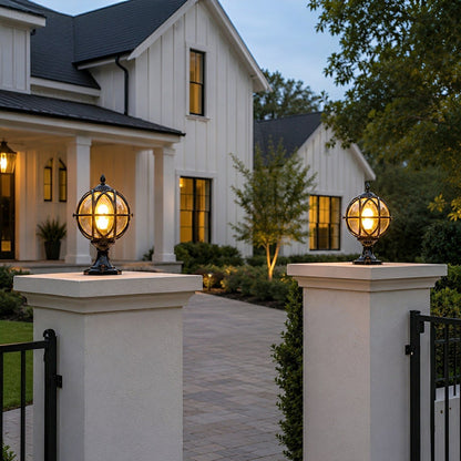 Farmhouse Round Ball Waterproof Outdoor Fence Post Lights - Flyachilles