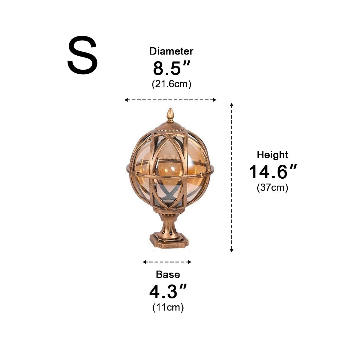Farmhouse Round Ball Waterproof Outdoor Fence Post Lights - Flyachilles