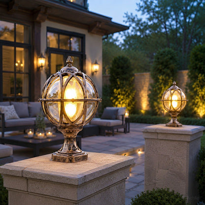 Farmhouse Round Ball Waterproof Outdoor Fence Post Lights - Flyachilles