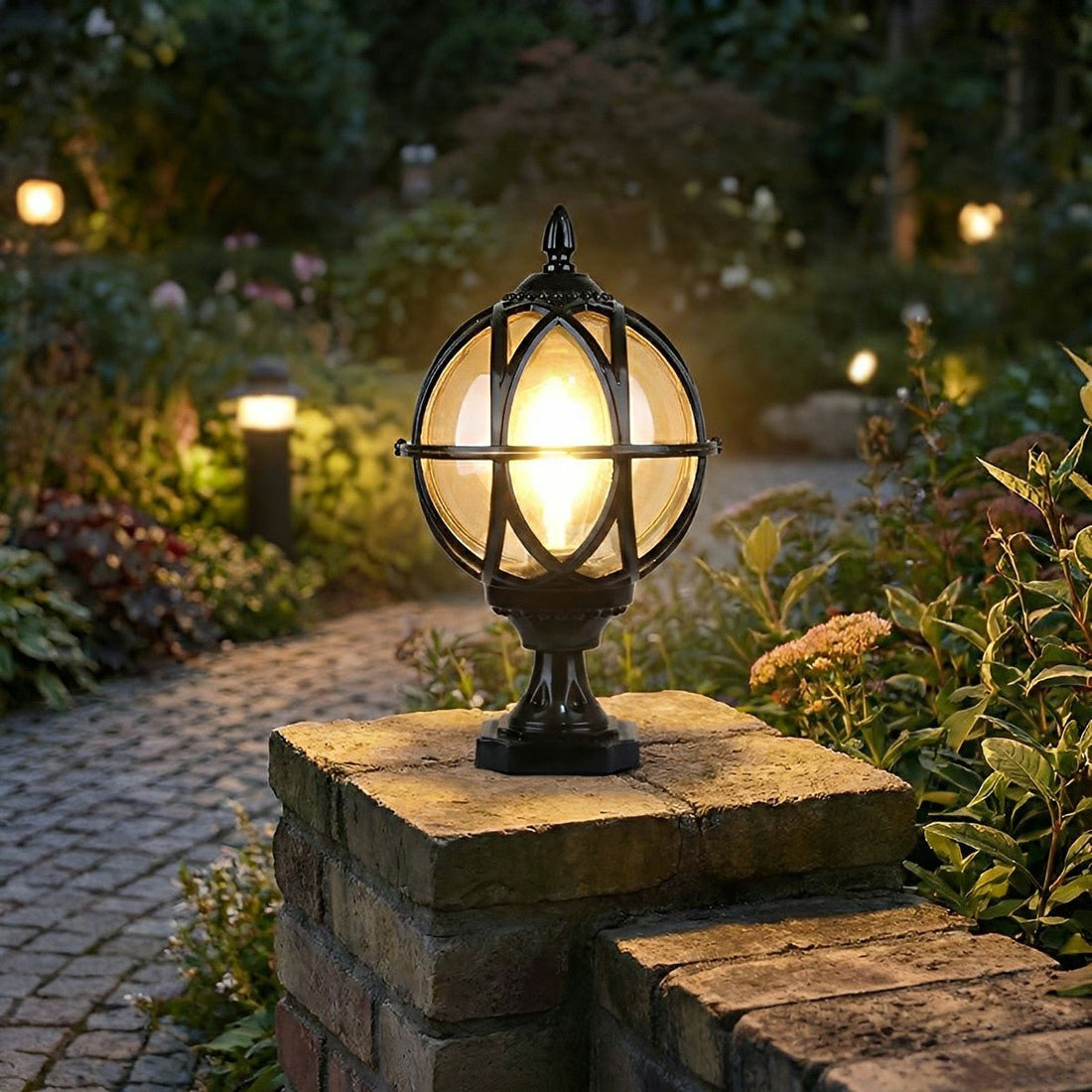 Farmhouse Round Ball Waterproof Outdoor Fence Post Lights - Flyachilles
