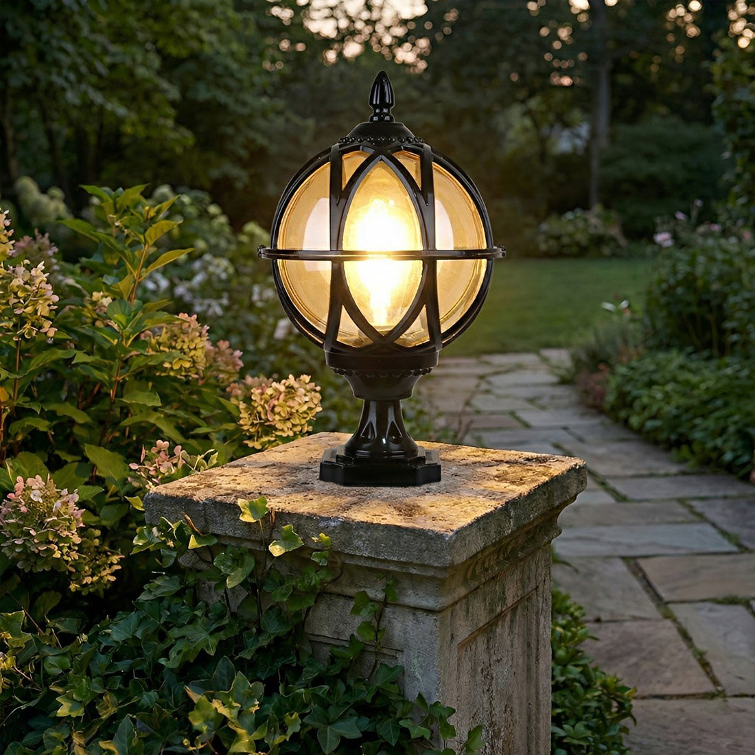 Farmhouse Round Ball Waterproof Outdoor Fence Post Lights - Flyachilles