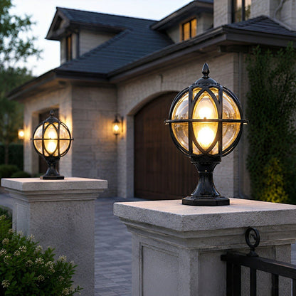 Farmhouse Round Ball Waterproof Outdoor Fence Post Lights - Flyachilles