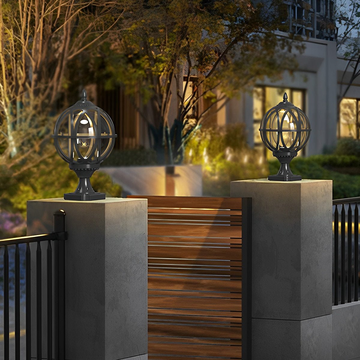 Farmhouse Round Ball Waterproof Outdoor Fence Post Lights - Flyachilles