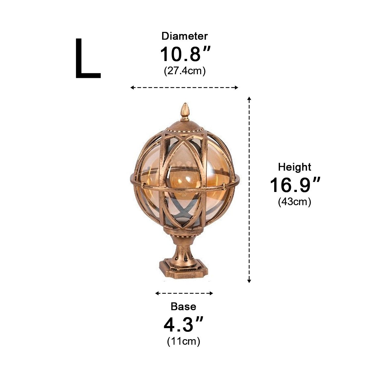Farmhouse Round Ball Waterproof Outdoor Fence Post Lights - Flyachilles