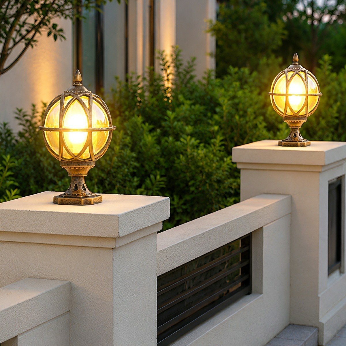 Farmhouse Round Ball Waterproof Outdoor Fence Post Lights - Flyachilles