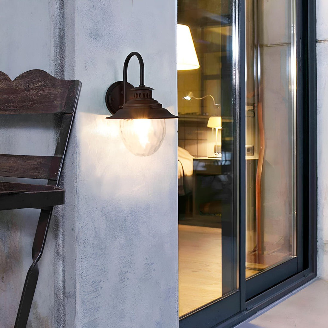 Farmhouse Waterproof Black Horn LED Outdoor Wall Light - Flyachilles