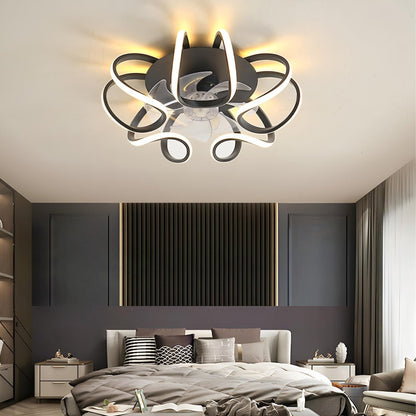Flower Shaped 3 Step Dimming LED Silent Ceiling Fans Light Chandelier - Flyachilles