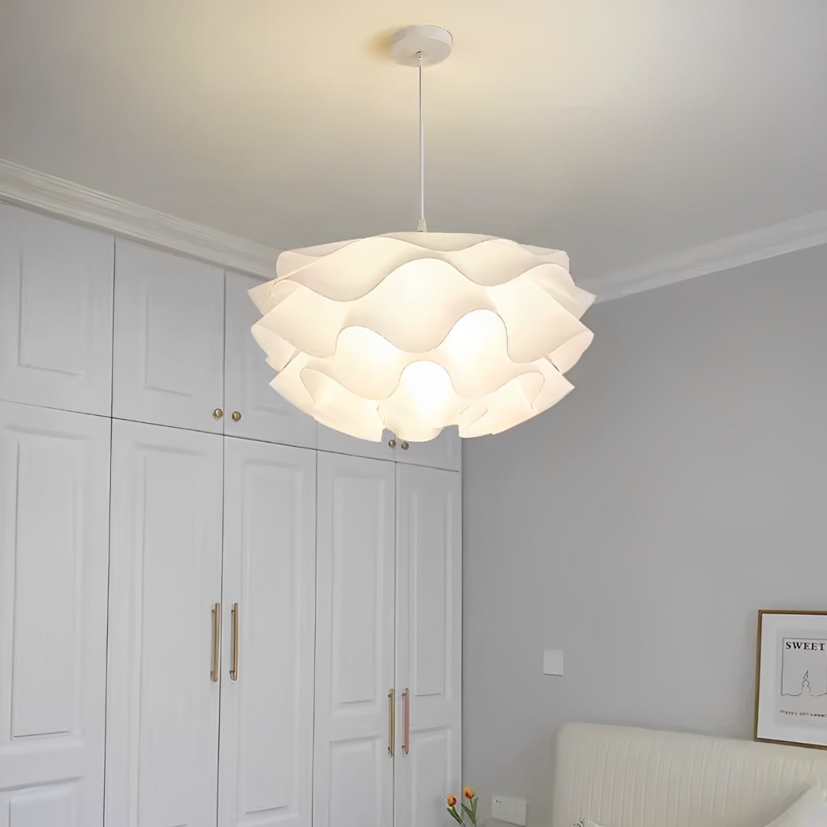 Flower Shaped Three - step Dimming LED White Chandelier Pendant Light - Flyachilles