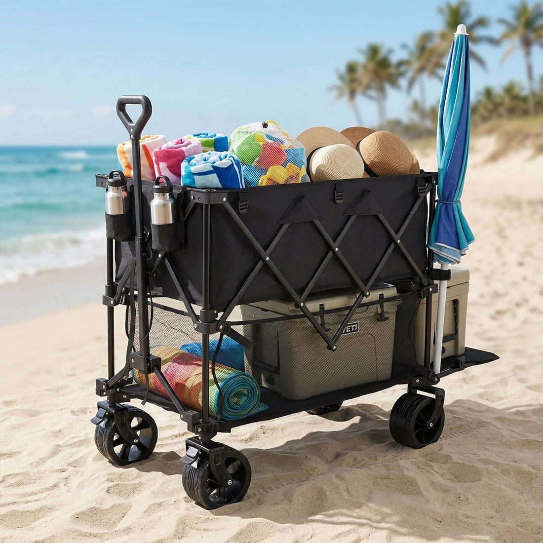 Folding Double - Decker Truck with Brakes Wagon Cart 320L - Flyachilles