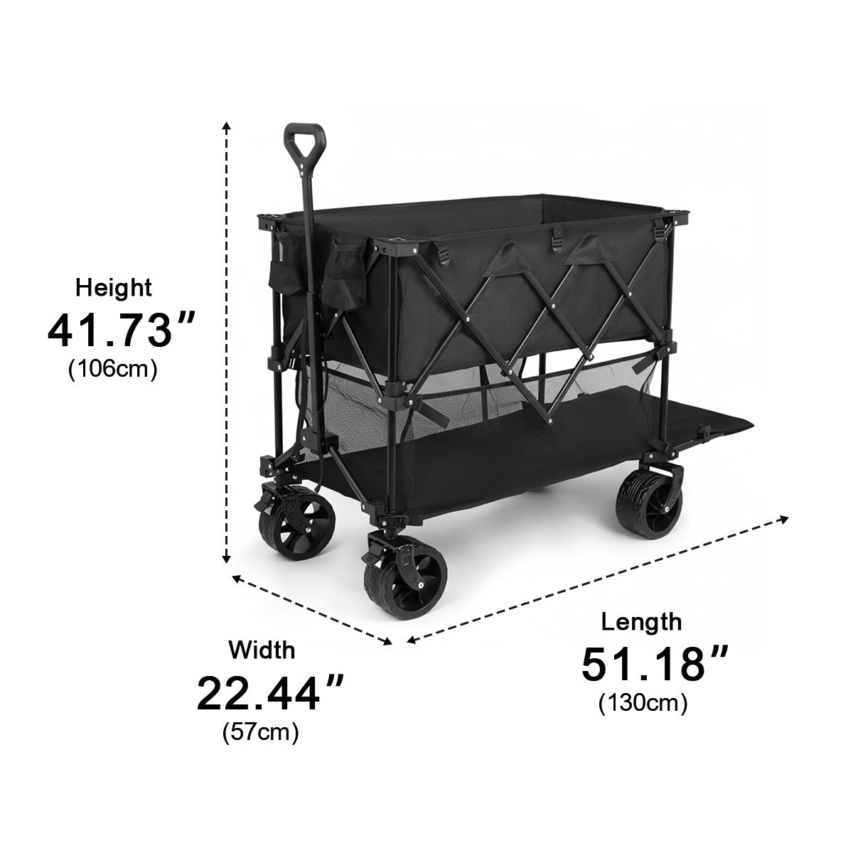 Folding Double - Decker Truck with Brakes Wagon Cart 320L - Flyachilles