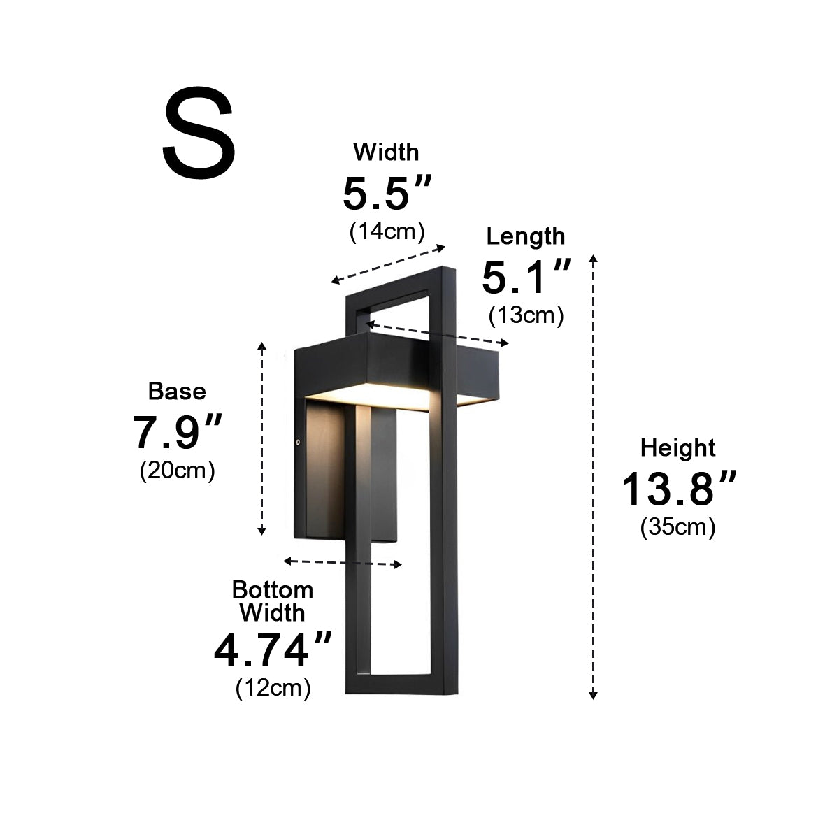 Geometric Rectangular LED Waterproof Black Outdoor Lighting Wall Sconce Lamp - Flyachilles