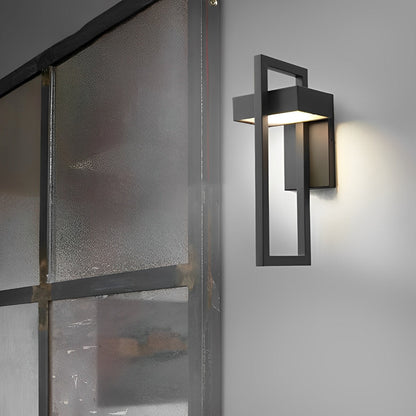 Geometric Rectangular LED Waterproof Black Outdoor Lighting Wall Sconce Lamp - Flyachilles