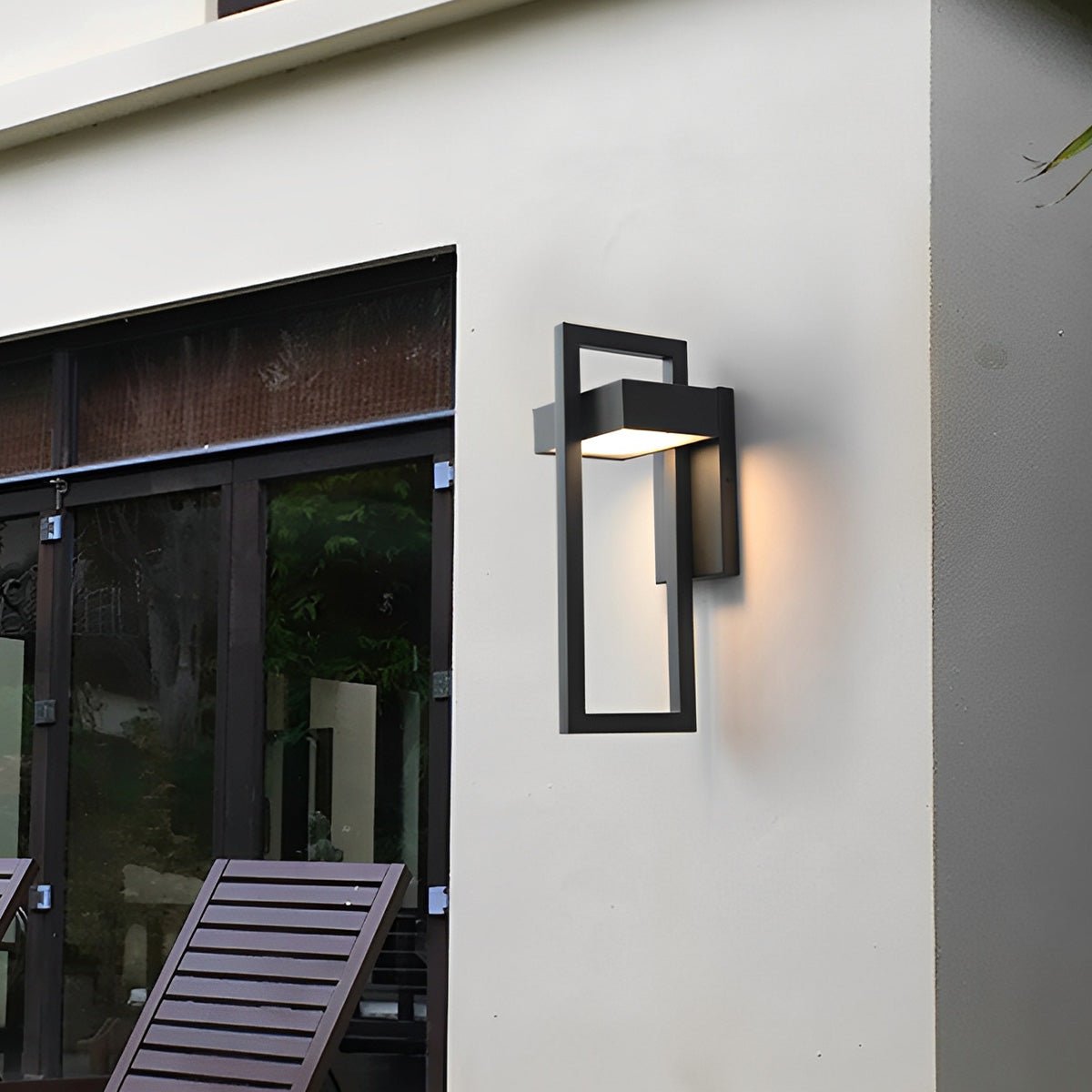 Geometric Rectangular LED Waterproof Black Outdoor Lighting Wall Sconce Lamp - Flyachilles