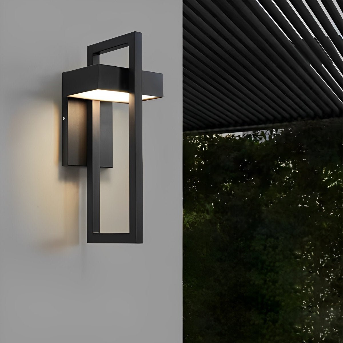 Geometric Rectangular LED Waterproof Black Outdoor Lighting Wall Sconce Lamp - Flyachilles