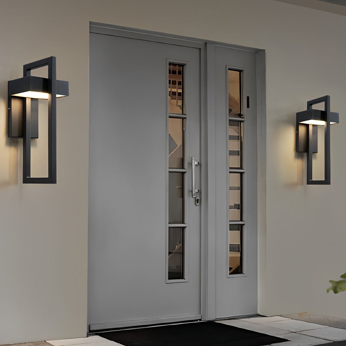 Geometric Rectangular LED Waterproof Black Outdoor Lighting Wall Sconce Lamp - Flyachilles