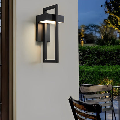 Geometric Rectangular LED Waterproof Black Outdoor Lighting Wall Sconce Lamp - Flyachilles