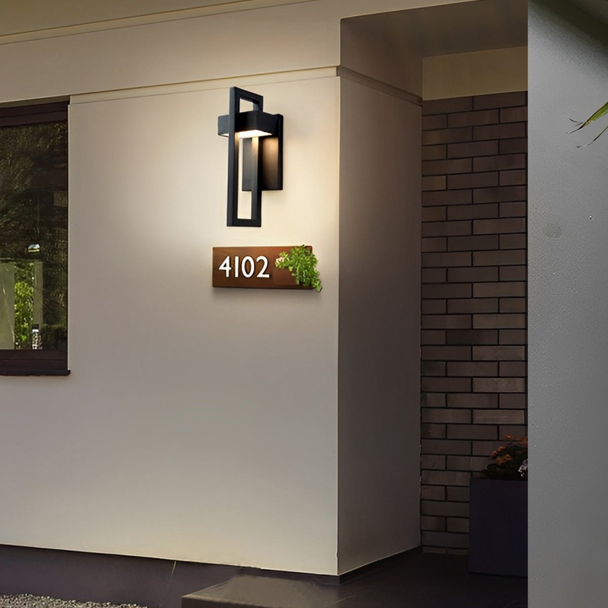 Geometric Rectangular LED Waterproof Black Outdoor Lighting Wall Sconce Lamp - Flyachilles