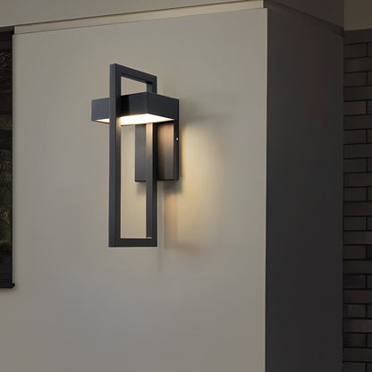 Geometric Rectangular LED Waterproof Black Outdoor Lighting Wall Sconce Lamp - Flyachilles