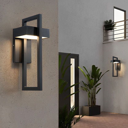Geometric Rectangular LED Waterproof Black Outdoor Lighting Wall Sconce Lamp - Flyachilles