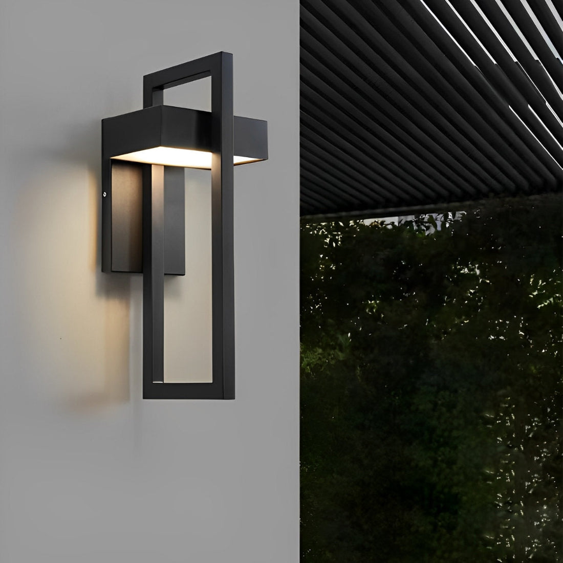Geometric Rectangular LED Waterproof Black Outdoor Lighting Wall Sconce Lamp for Entryway Exterior Light Fixture Street Light Patio Lamp - Flyachilles