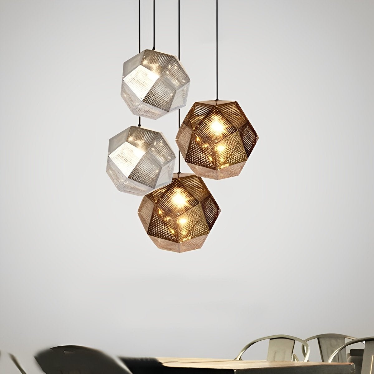 Geometric Round Electroplated Metal Postmodern Pendant Light Chandelier Ceiling Light - Flyachilles