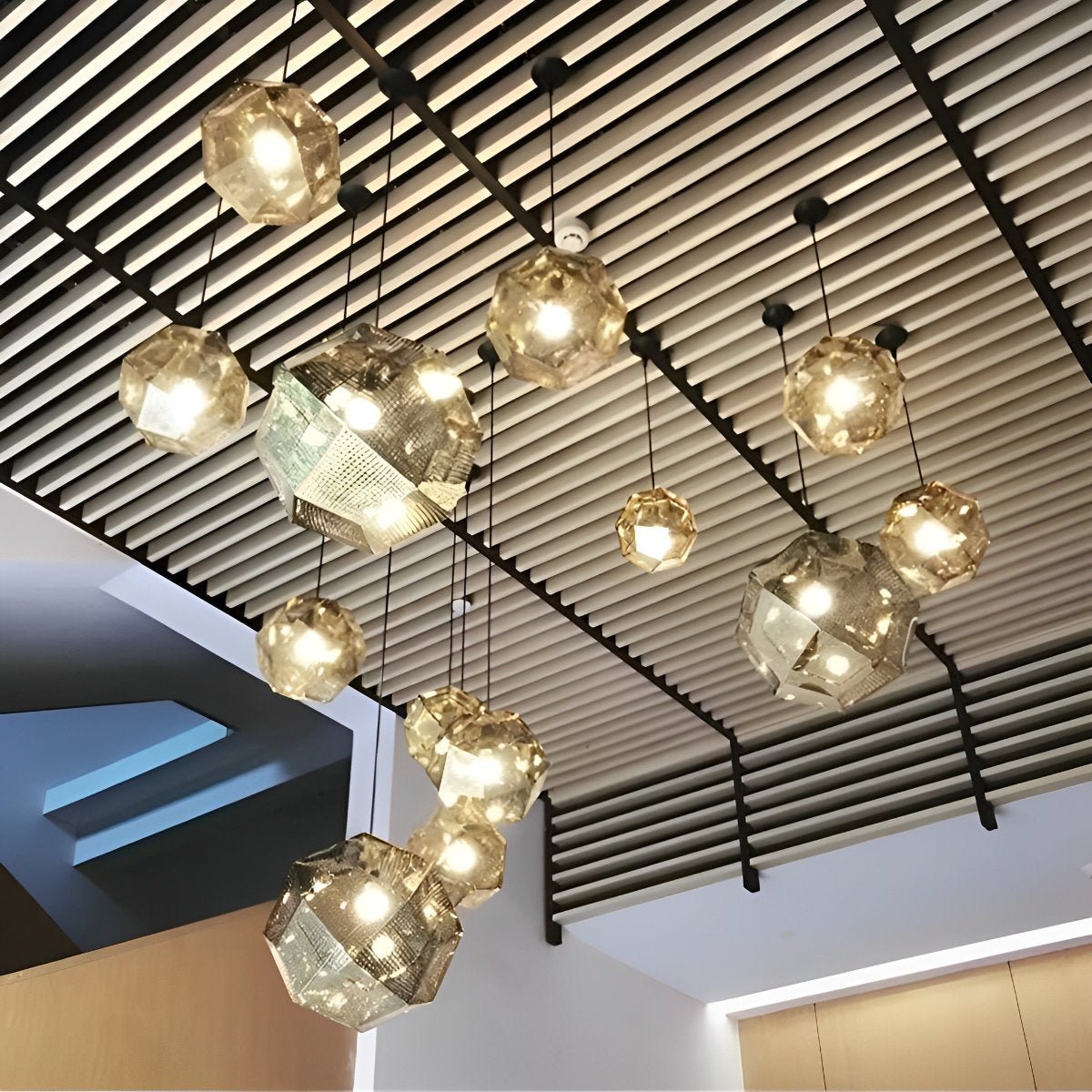 Geometric Round Electroplated Metal Postmodern Pendant Light Chandelier Ceiling Light - Flyachilles