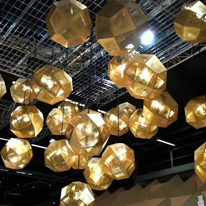 Geometric Round Electroplated Metal Postmodern Pendant Light Chandelier Ceiling Light - Flyachilles