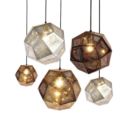 Geometric Round Electroplated Metal Postmodern Pendant Light Chandelier Ceiling Light - Flyachilles