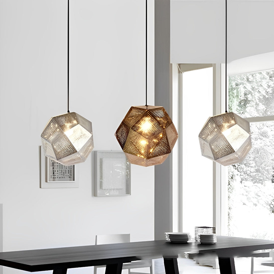 Geometric Round Electroplated Metal Postmodern Pendant Light Chandelier Ceiling Light - Flyachilles