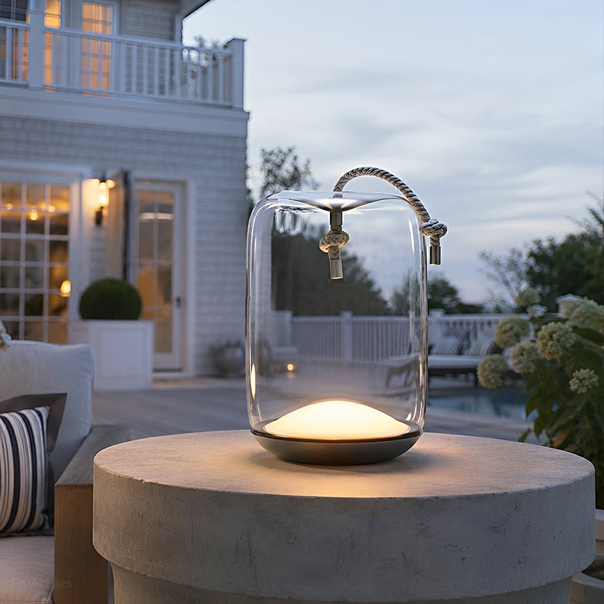 Outdoor Portable Lantern: Waterproof Glass Cylinder Floor Lamp