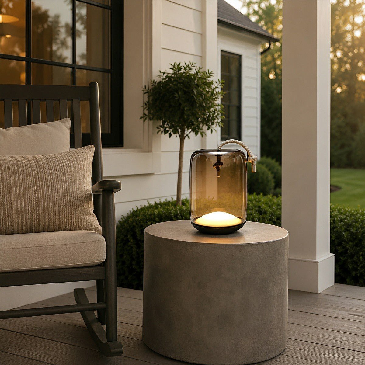 Outdoor Portable Lantern: Waterproof Glass Cylinder Floor Lamp