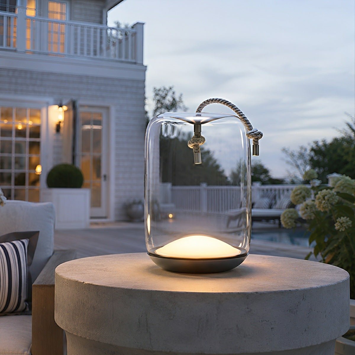 Outdoor Portable Lantern: Waterproof Glass Cylinder Floor Lamp