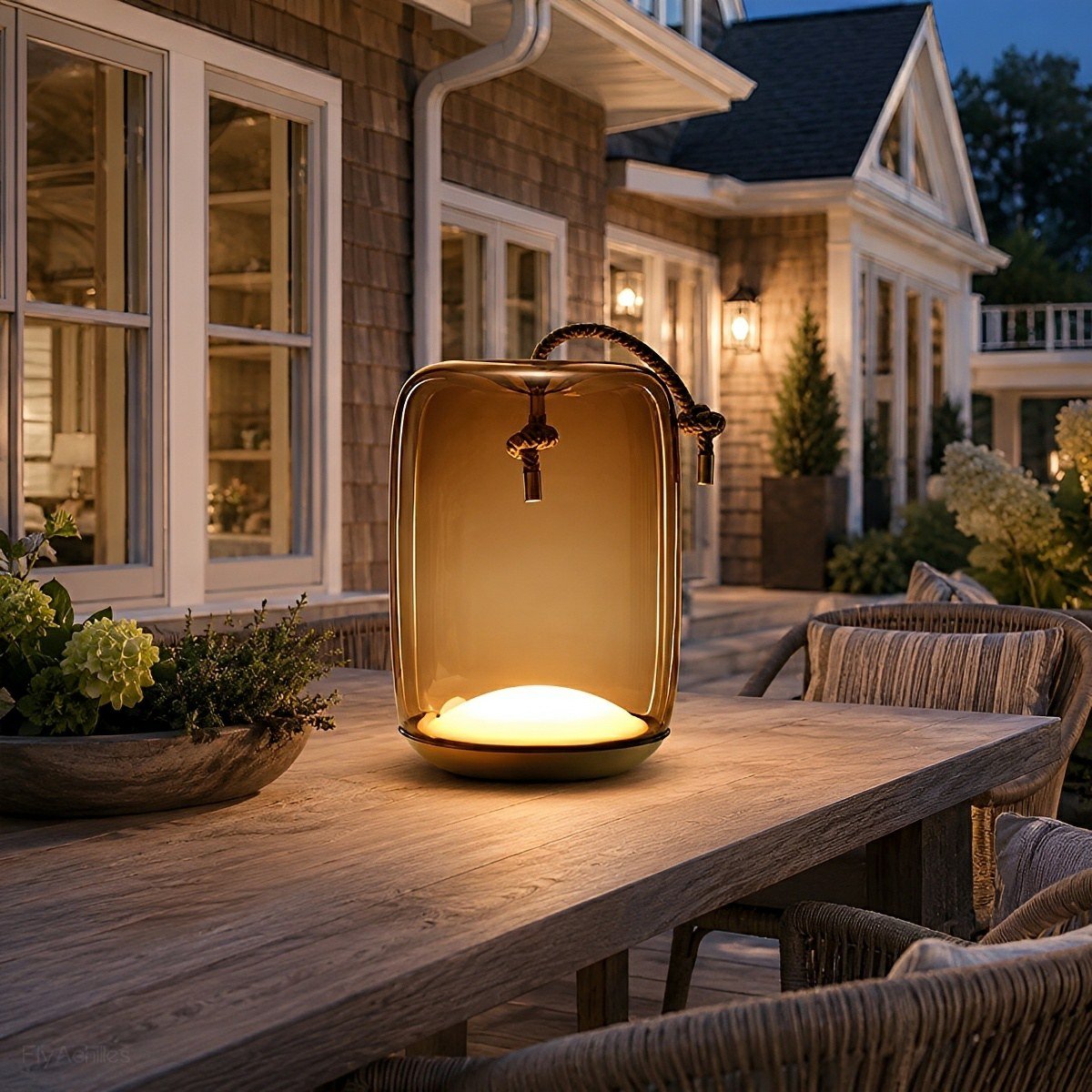 Outdoor Portable Lantern: Waterproof Glass Cylinder Floor Lamp
