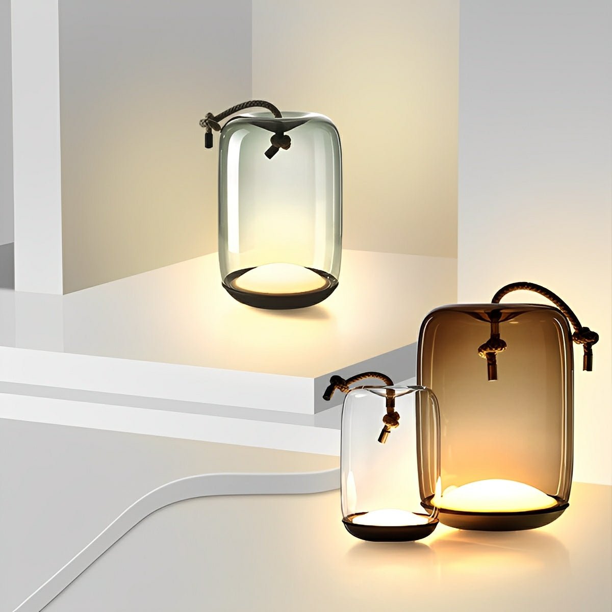Glass Cylinder Waterproof LED Outdoor Portable Lantern Floor Lamp - Flyachilles