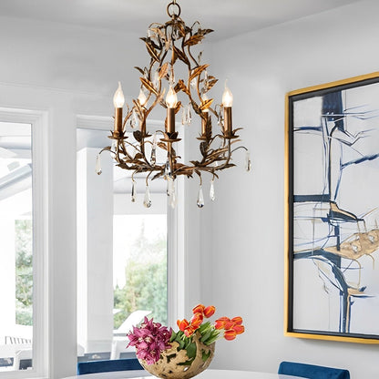 Vintage Gold Branches Leaf Tree Chandelier Light Ceiling Hanging