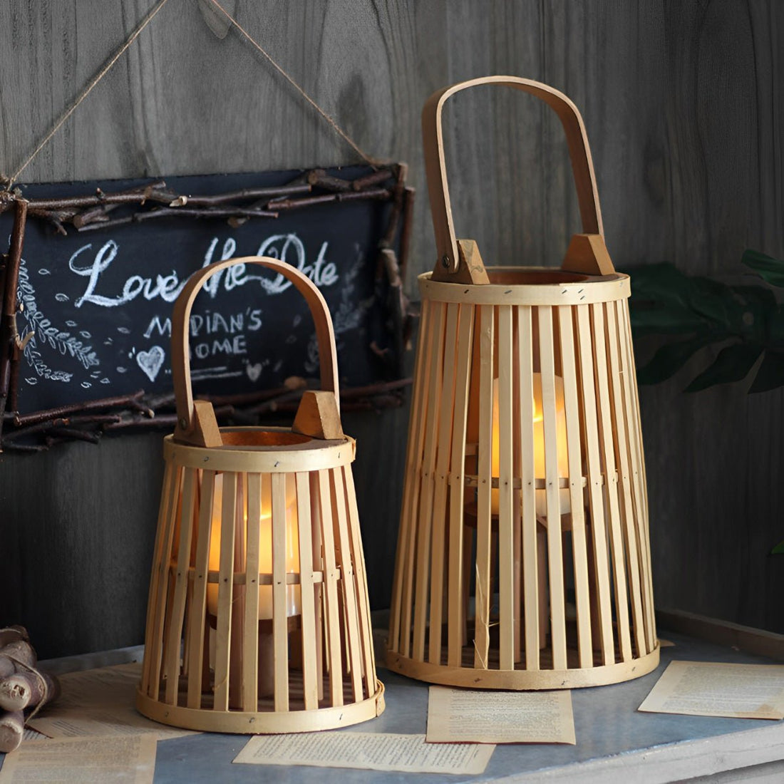 Handmade Bamboo Rattan LED Candle Lantern - Flyachilles