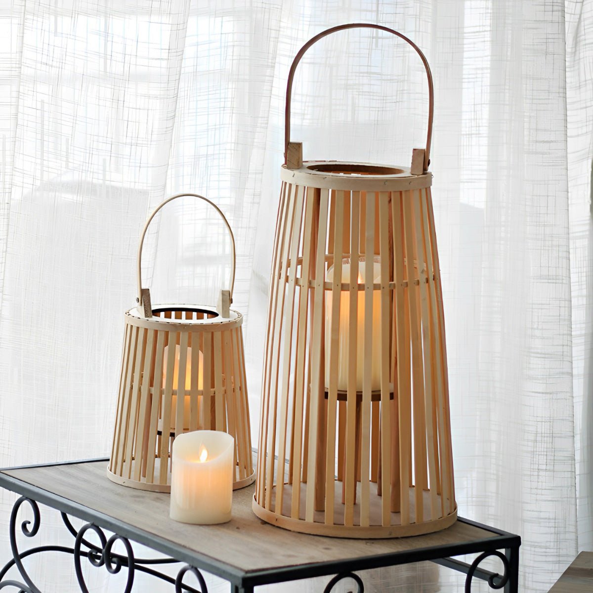 Handmade Bamboo Rattan LED Candle Lantern - Flyachilles