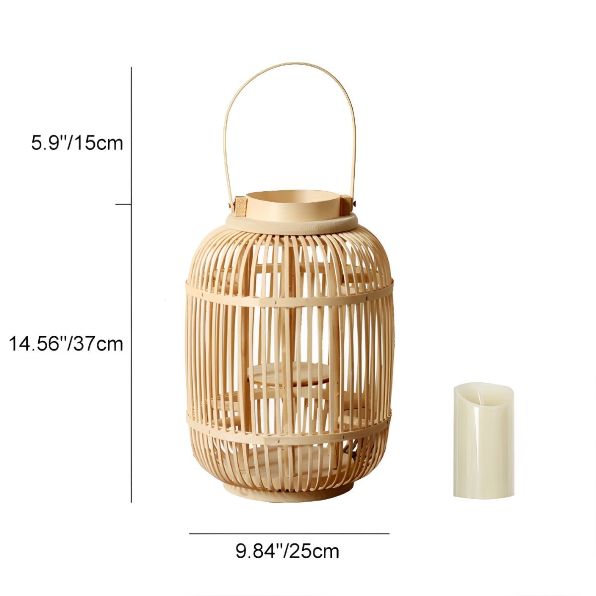 Modern Farmhouse Handmade Bamboo Weaving LED Candle Lantern Floor