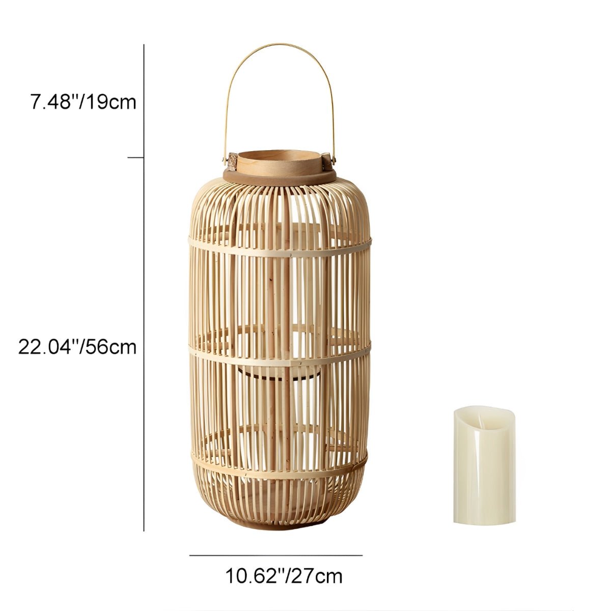 Handmade Bamboo Weaving LED Candle Lantern Floor Lamp - Flyachilles