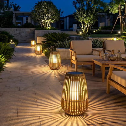 Handmade Rattan Hanging Lantern LED Waterproof Outdoor Lights - Flyachilles