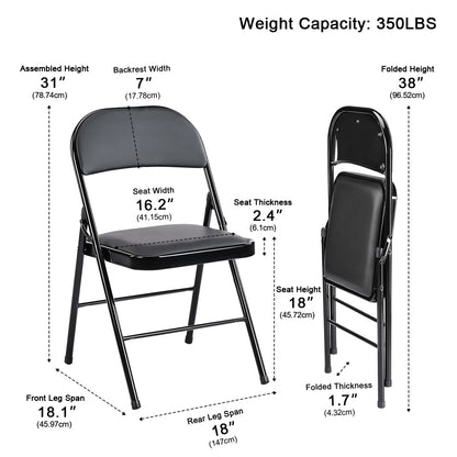 Heavy Duty Folding Chair – Padded Seat, 350 lb, Lightweight - Flyachilles