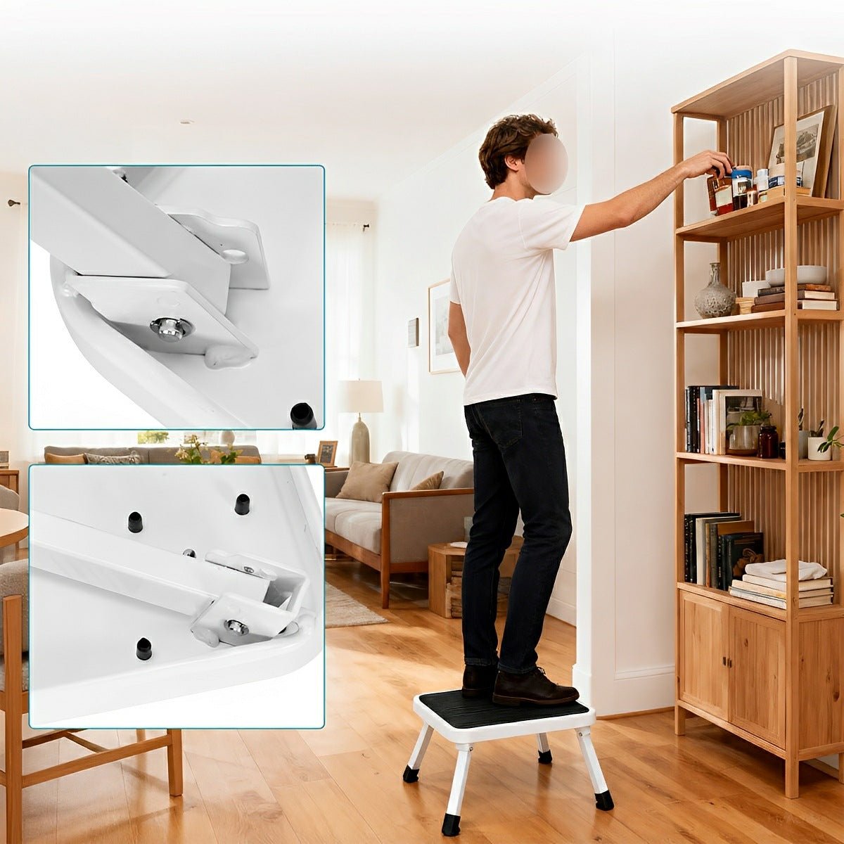 Heavy Duty Folding Step Stool – 330 lbs, Non-Slip, Safety Lock - Flyachilles