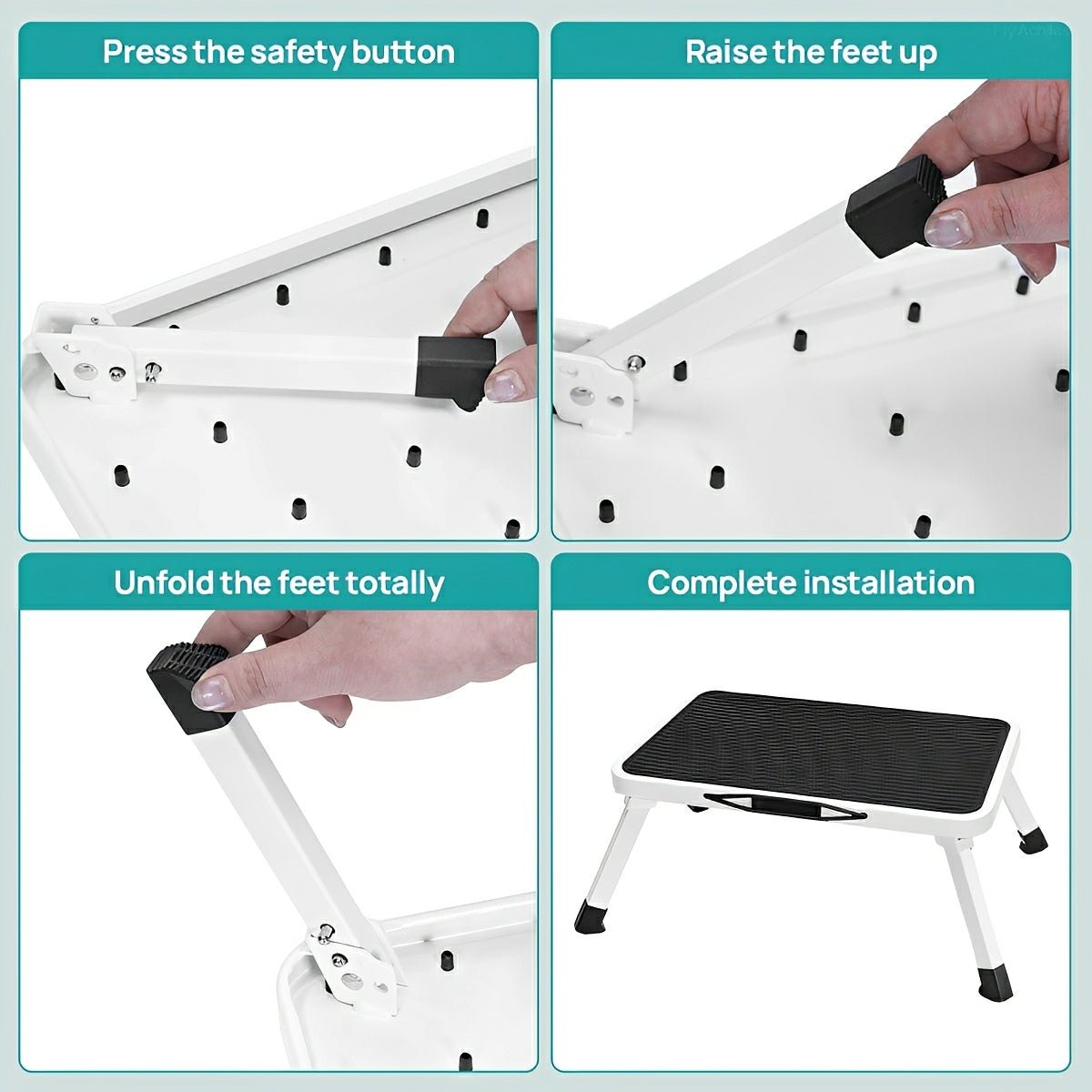 Heavy Duty Folding Step Stool – 330 lbs, Non-Slip, Safety Lock - Flyachilles
