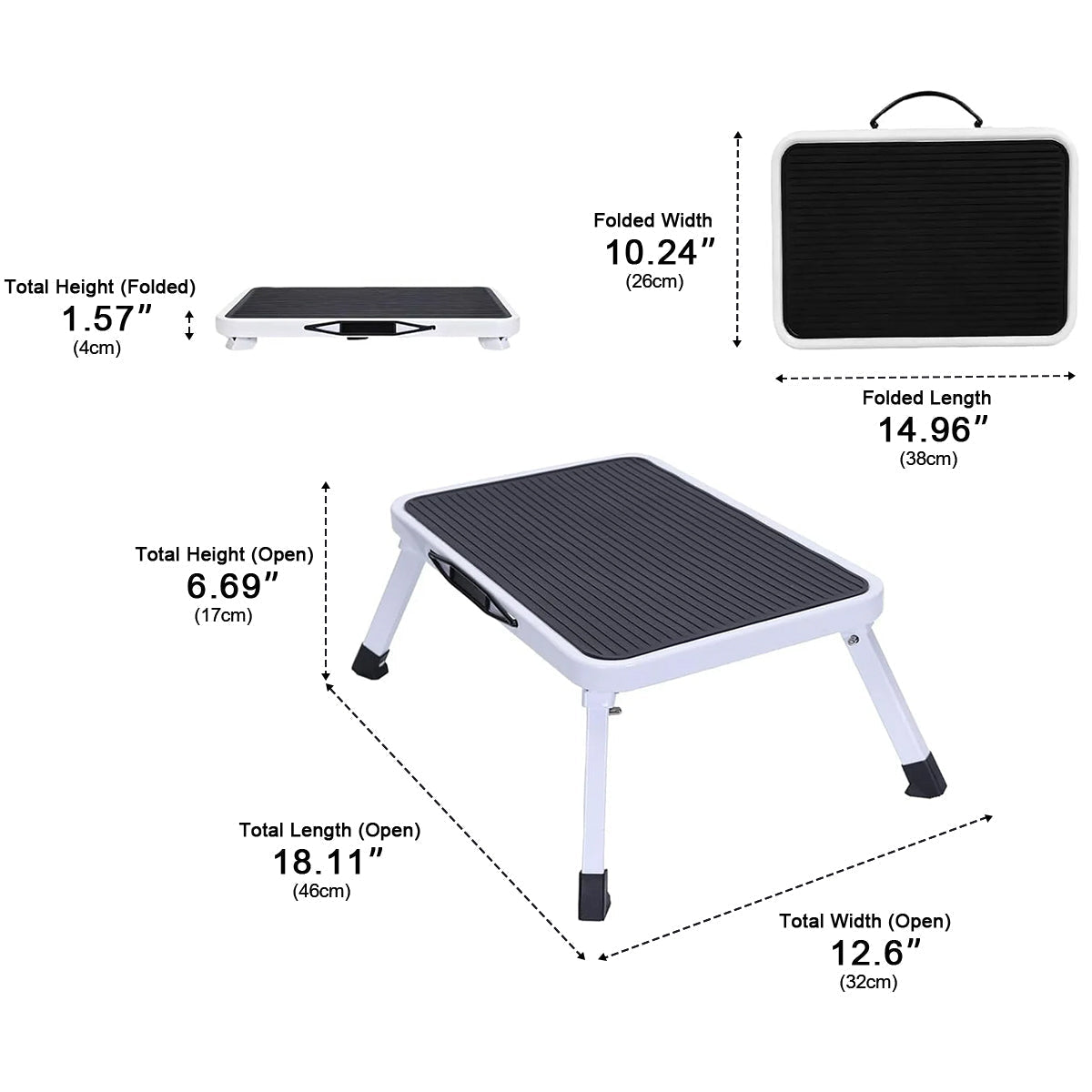 Heavy Duty Folding Step Stool – 330 lbs, Non-Slip, Safety Lock - Flyachilles