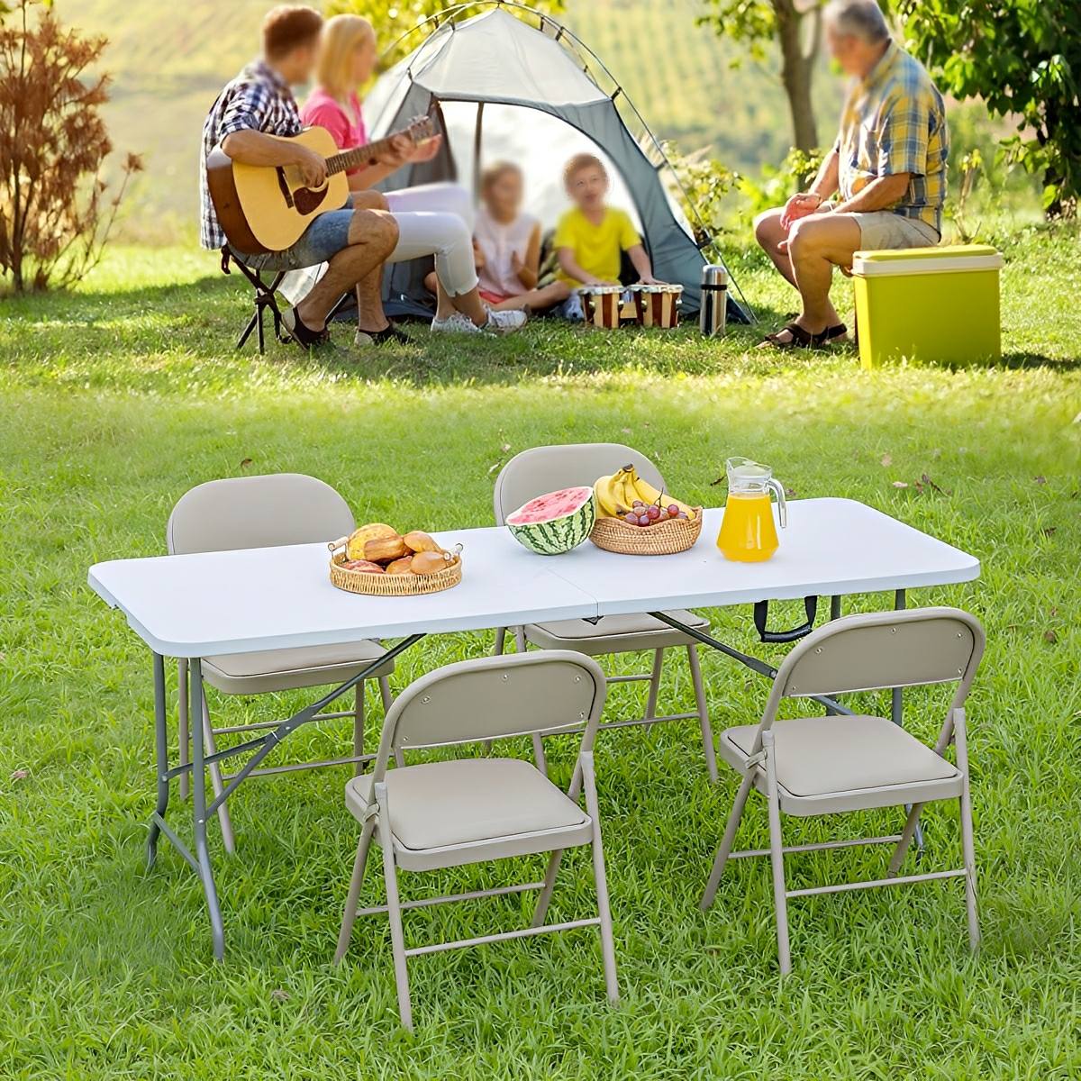 Heavy Duty Folding Table with Handle – For Camping - Flyachilles
