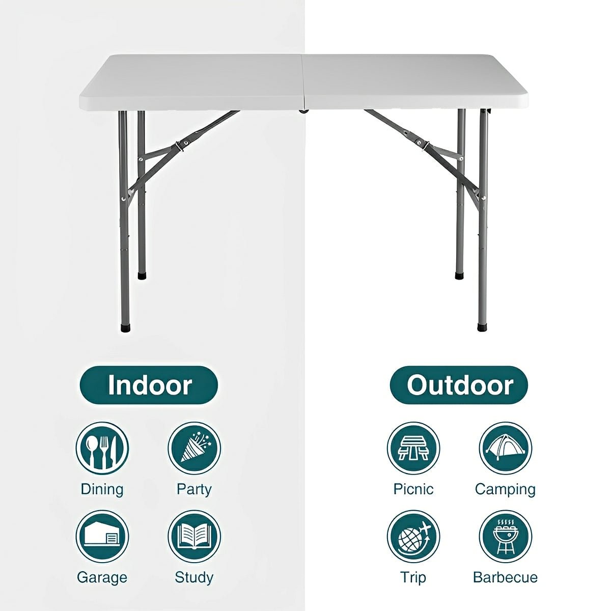Heavy Duty Folding Table with Handle – For Camping - Flyachilles